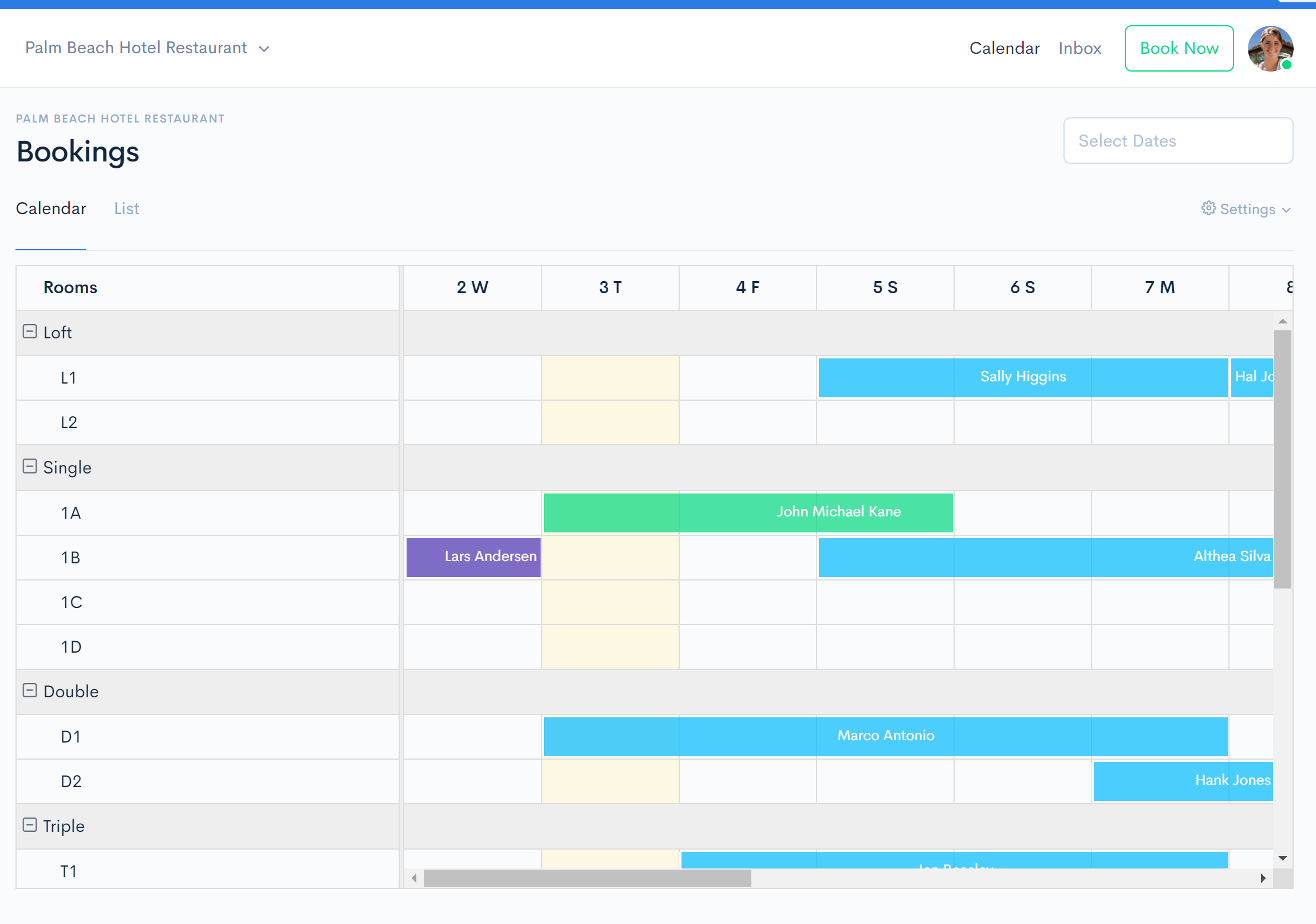 Hotel Front Desk Booking Reservations Calendar The Front Desk is our platform's PMS. This is where you create bookings, register guests, and process payments.