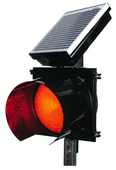 Solar 24 Hour Flashing Light RED 8 inches IQTraffiControl.com Solar 24 Hour Flashing Light RED 8 inches